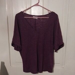 Maurices Plum Purple Cuffed Sleeve Relaxed T-Shirt